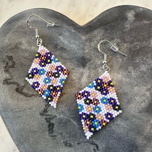 Handmade Spring Flowers Seed Beaded Earrings